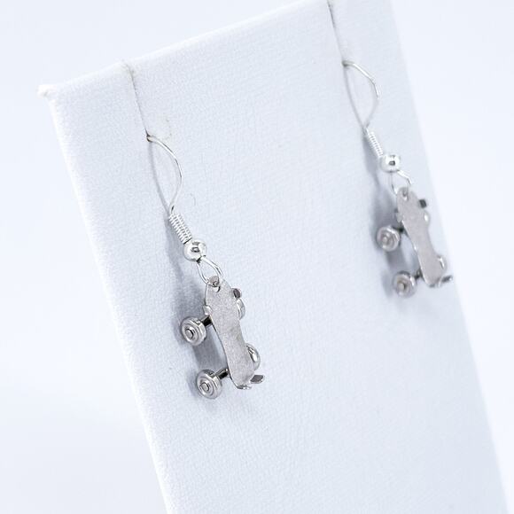 Estate JMF Sterling Silver 925 Roller Skate Dangle Earrings - Picture 4 of 10